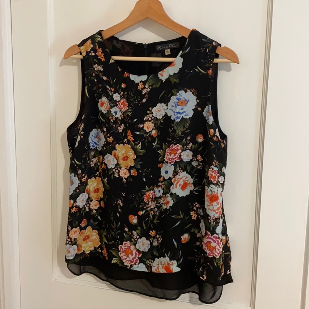 Gauzy floral tank top